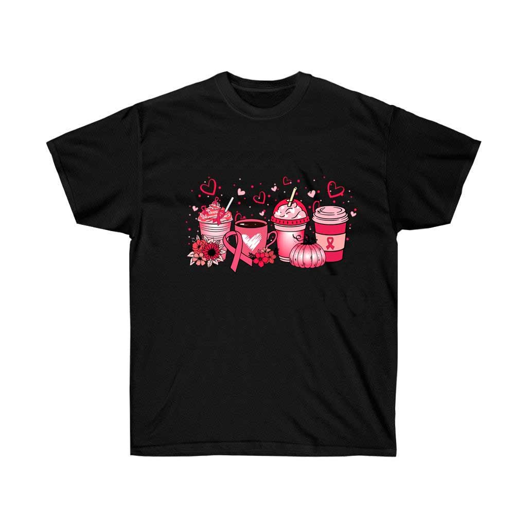 Pink Pumpkin with October Coffee Drinks T-Shirt