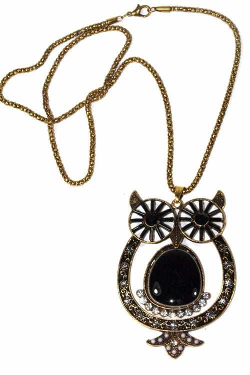 Big Owl Shimmer Pendant Necklace