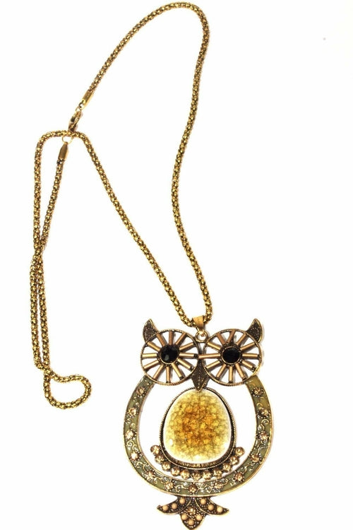 Big Owl Shimmer Pendant Necklace