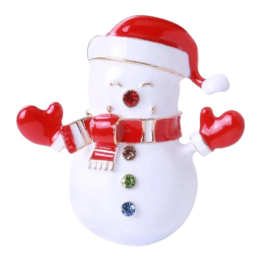 Christmas Jewelry Crystal Rhinestone Snowman Charm Brooch Pin BH235