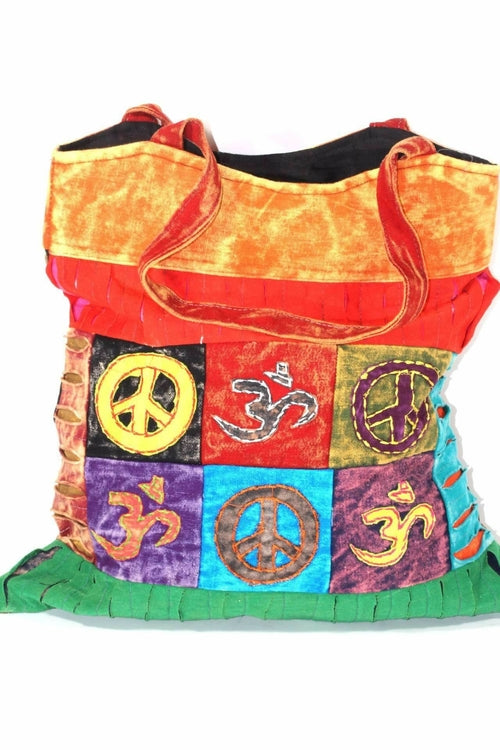 Peace & Om Patchwork Jhola Carry Bag