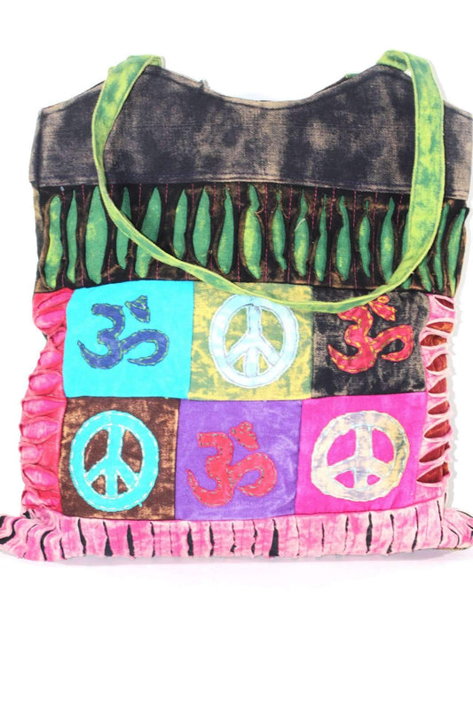 Peace & Om Patchwork Jhola Carry Bag