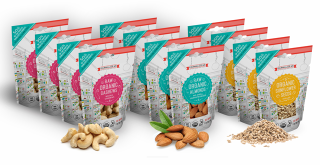 Snack Pack Size - 4 packs each of - 2 oz. Organic Almonds, 2 oz.