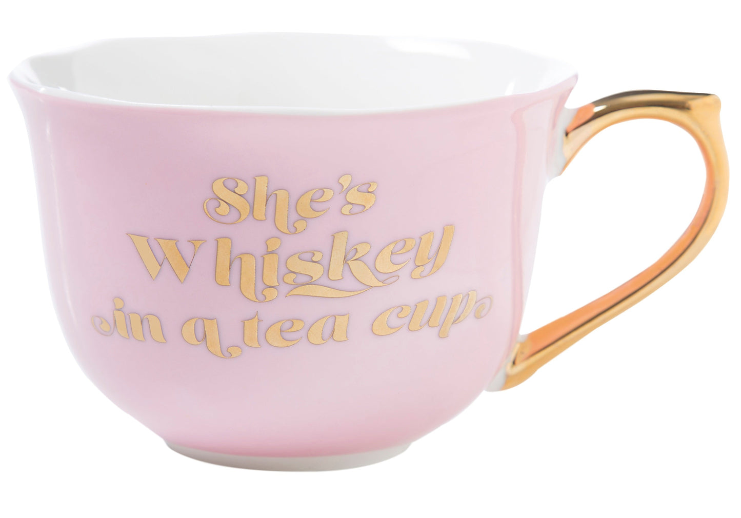 She's Whiskey in a Tea Cup and Saucer Set in Pink and Floral