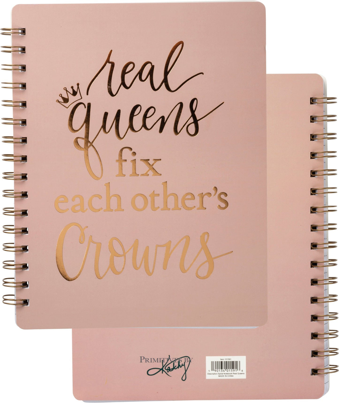 Real Queens Fix Each Other's Crowns Spiral Notebook in Blush Palette |