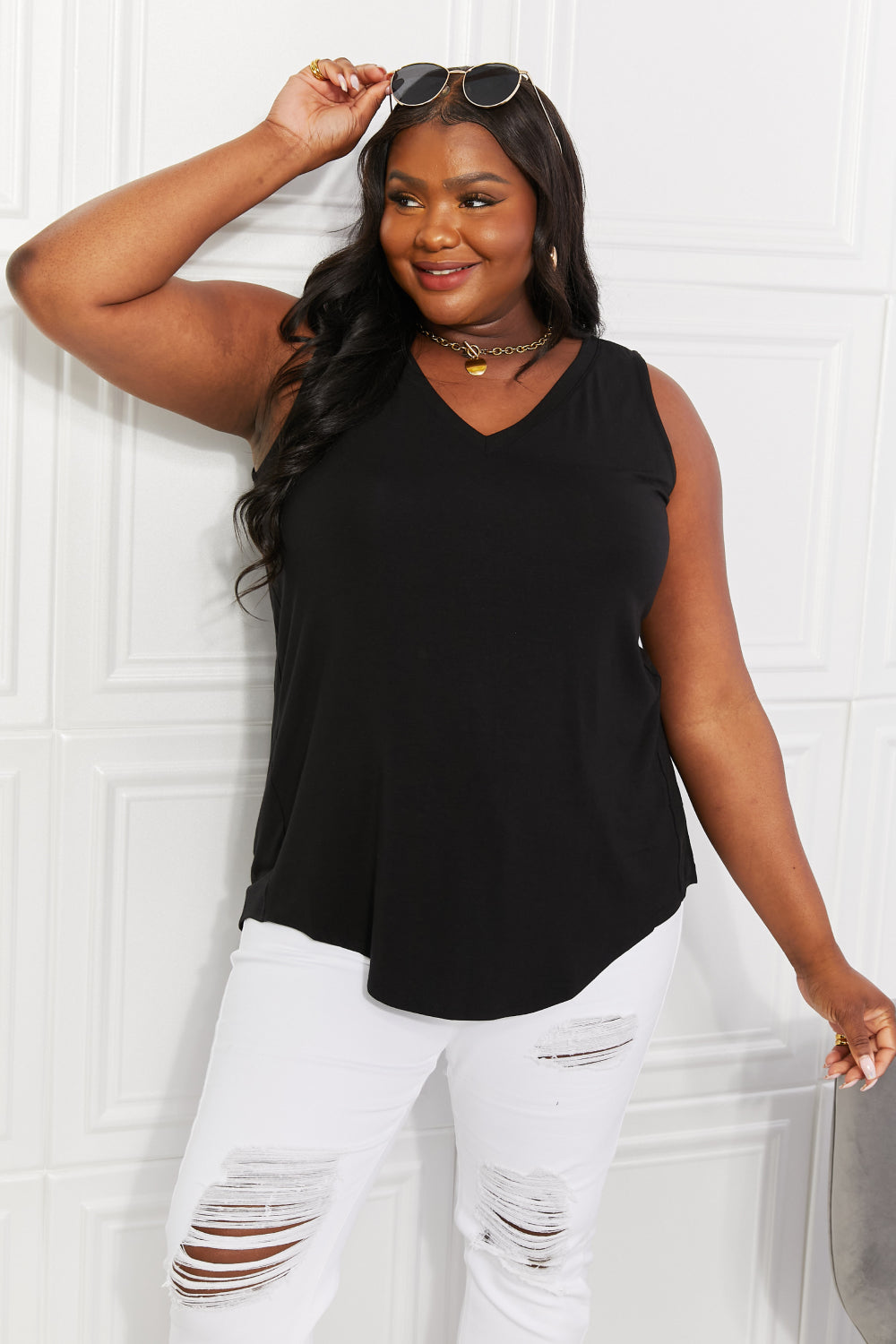 Year Round Modal High-Low V-Neck Tank