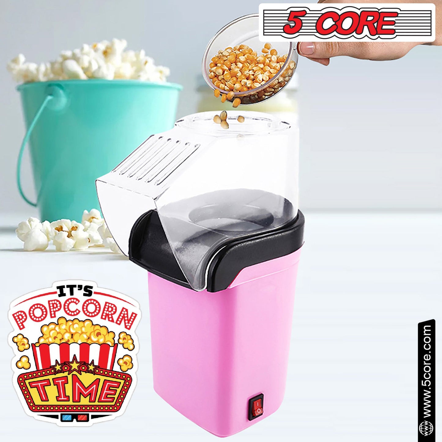 5Core Hot Air Popcorn Machine, 16 Cup, Electric Oil-Free Pop Corn