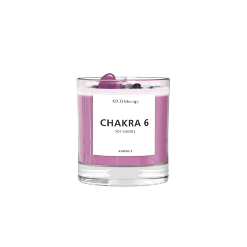 Chakra 6 Soy Candle with Amethyst & Tourmaline Gemstones