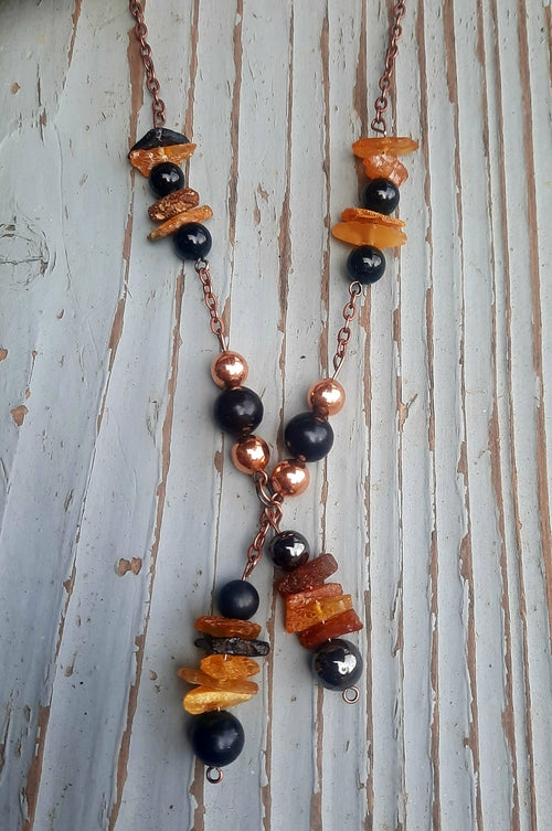 Healing Necklace - Shungite, Hematite, Black Tourmaline, Copper &