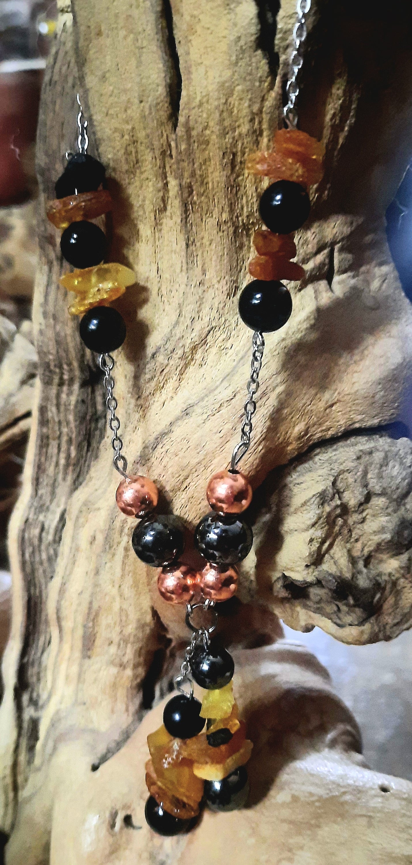 Healing Necklace - Shungite, Hematite, Black Tourmaline, Copper &