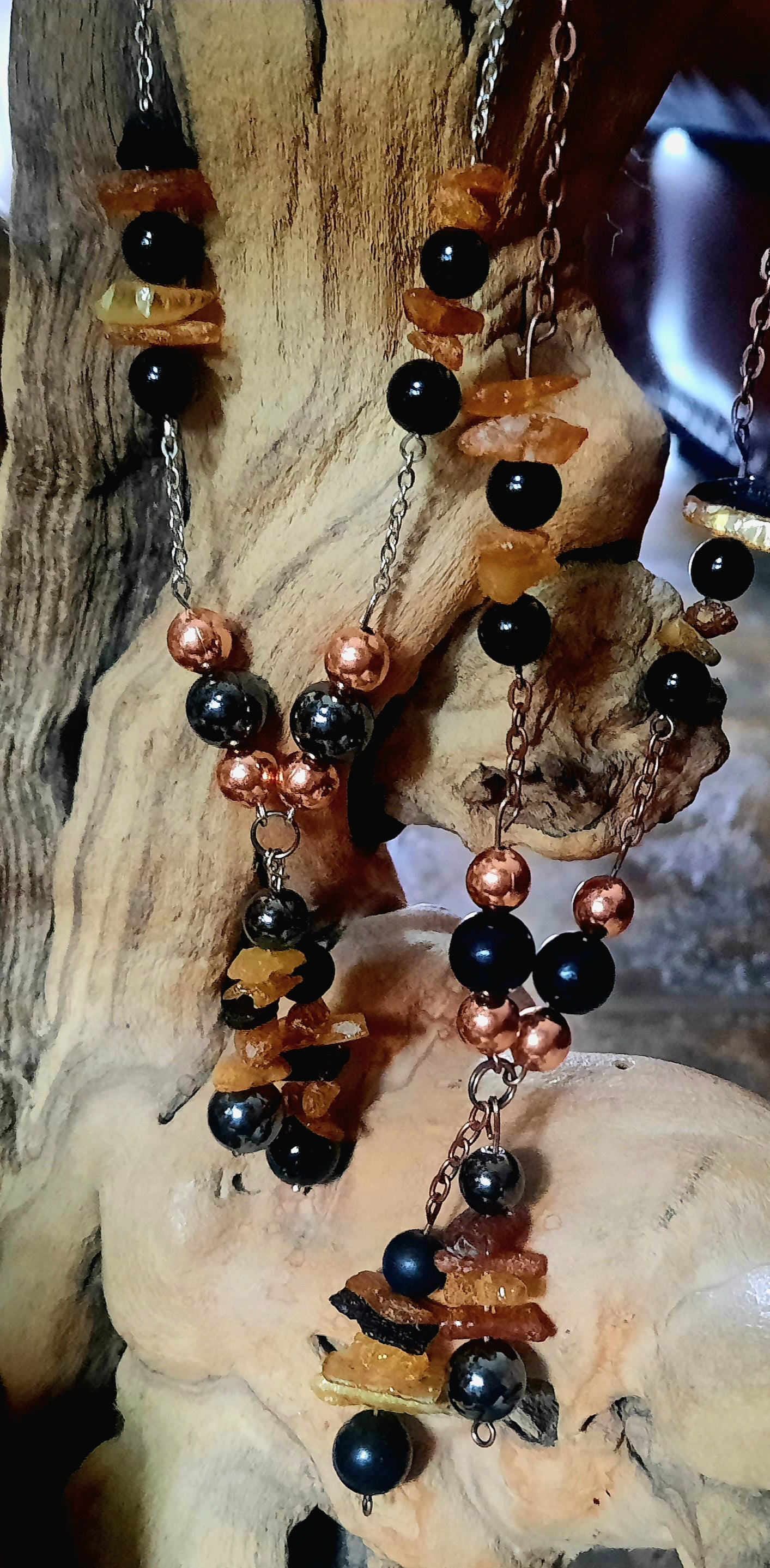 Healing Necklace - Shungite, Hematite, Black Tourmaline, Copper &