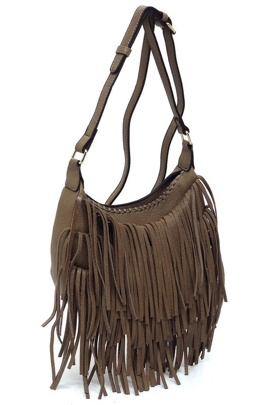 Fringe Hobo Crossbody Bag