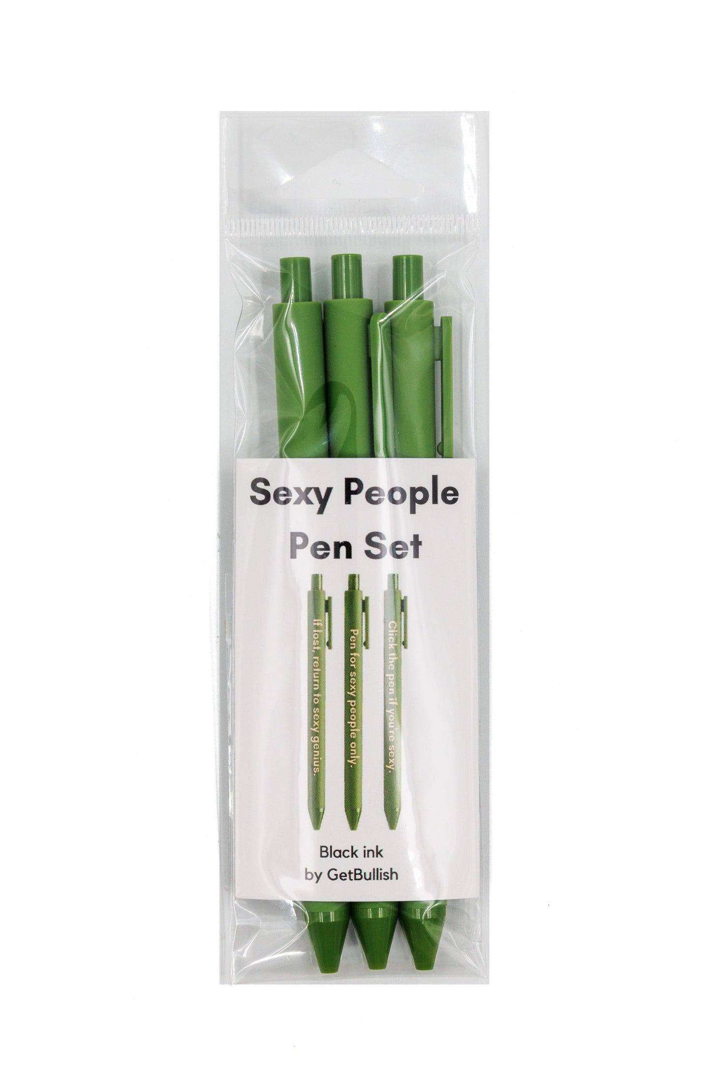 Sexy People Pen Set 🌹 | Gel Click Pen Gift Set | 3 Pens in Olive Green