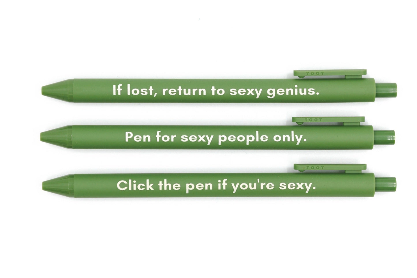 Sexy People Pen Set 🌹 | Gel Click Pen Gift Set | 3 Pens in Olive Green