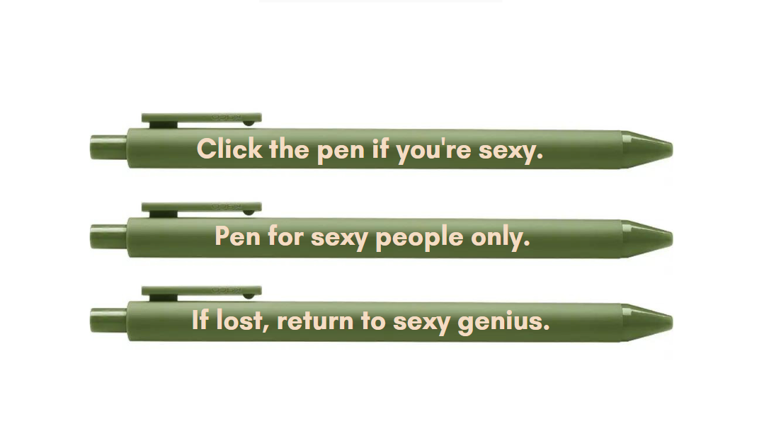 Sexy People Pen Set 🌹 | Gel Click Pen Gift Set | 3 Pens in Olive Green