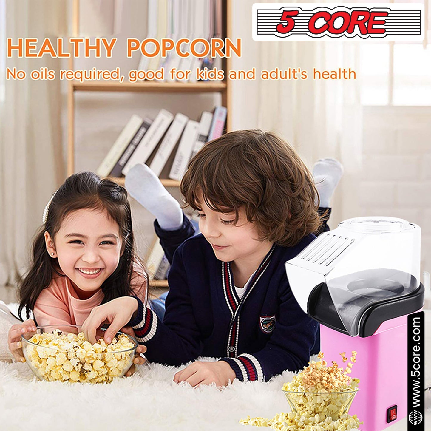 5Core Hot Air Popcorn Machine, 16 Cup, Electric Oil-Free Pop Corn