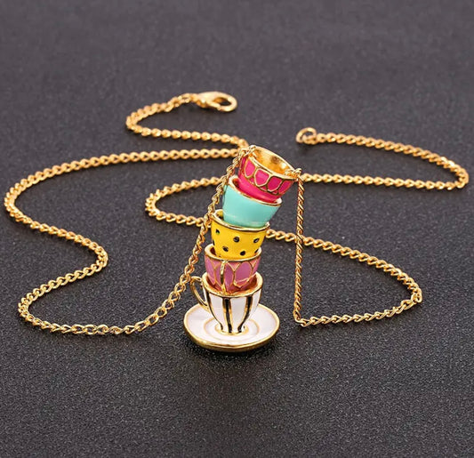 Tea Cup Long Sweater Necklace