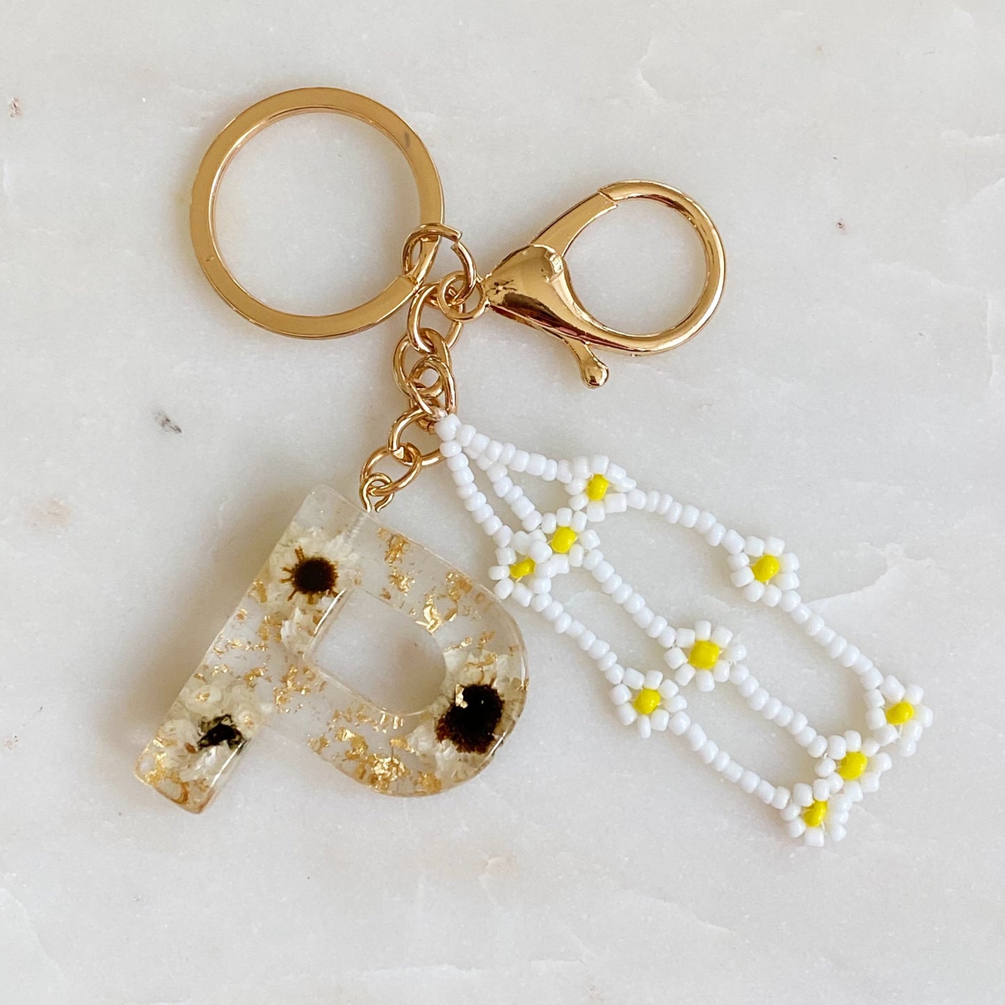 Baby Daisy Initial Key Chain