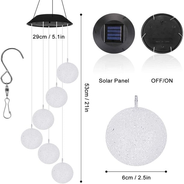 Solar Crystal Ball Wind Chime Light Color Changing Solar LED String