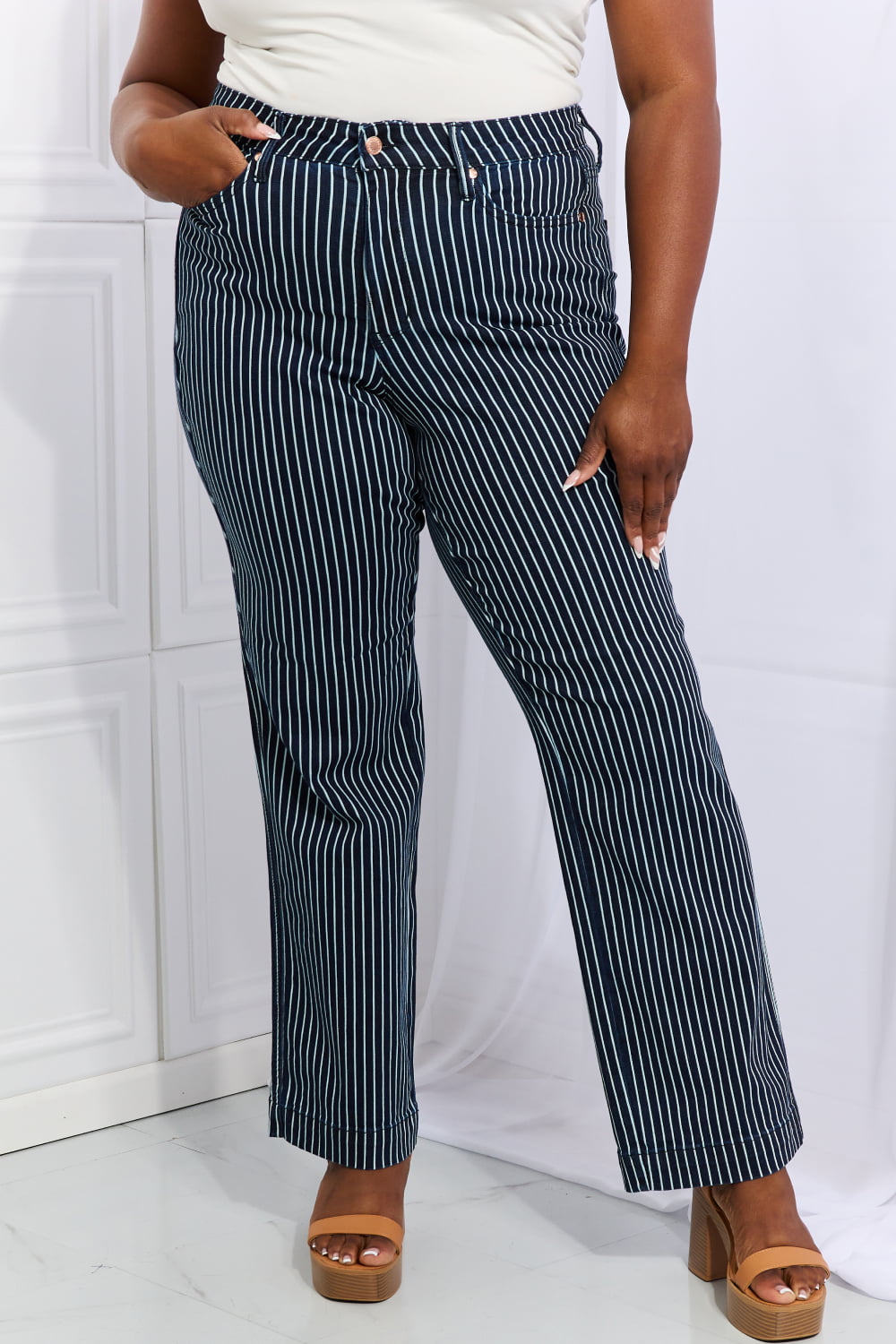 Judy Blue Cassidy Full Size High Waisted Tummy Control Striped