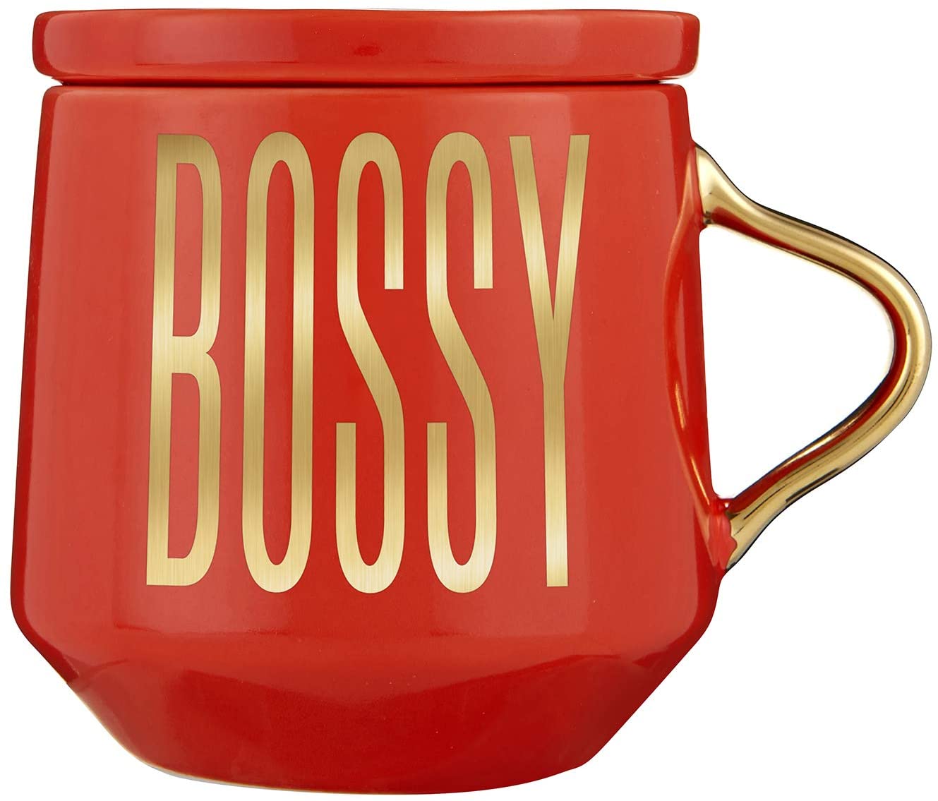 Bossy Mug & Coaster Lid in Red and Gold