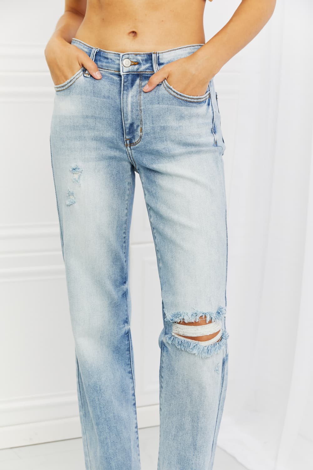 Judy Blue Natalie Full Size Distressed Straight Leg Jeans