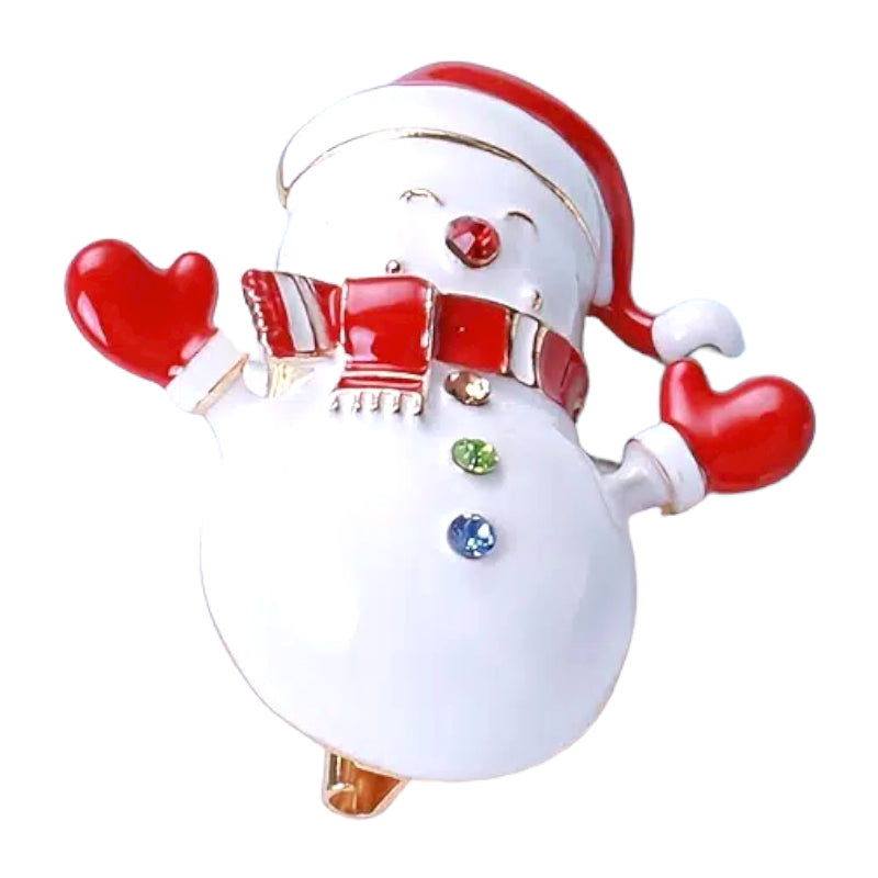 Christmas Jewelry Crystal Rhinestone Snowman Charm Brooch Pin BH235