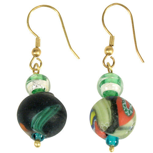 Rainbow Recycled Glass Ball Earrings