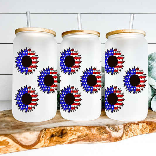 American Sunflower Glass Can Tumbler