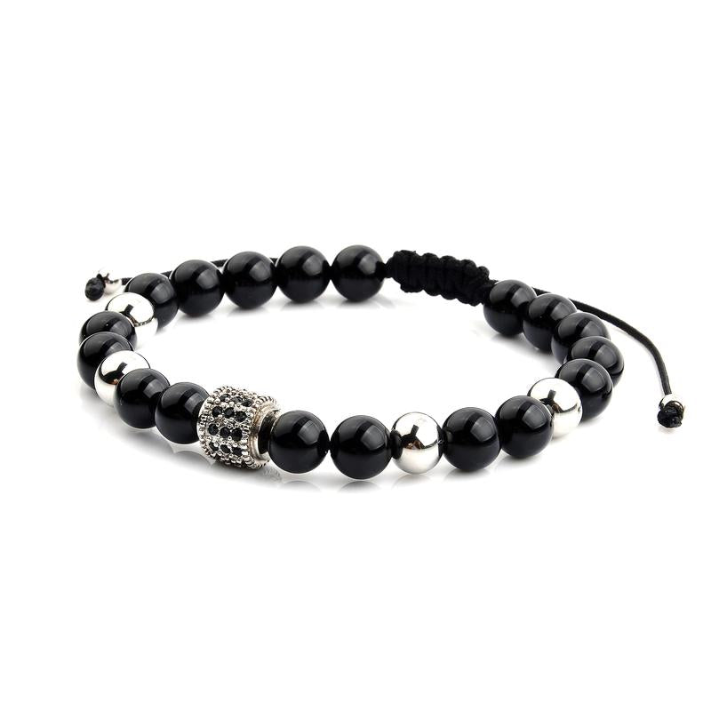 Crucible Men's Onyx Beaded Macramé Bracelet