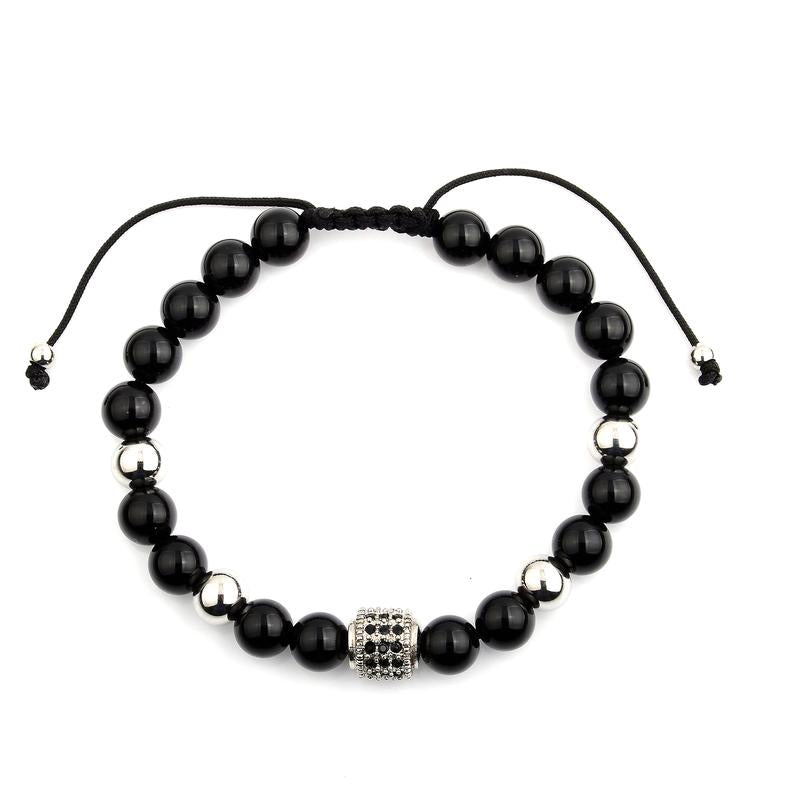 Crucible Men's Onyx Beaded Macramé Bracelet