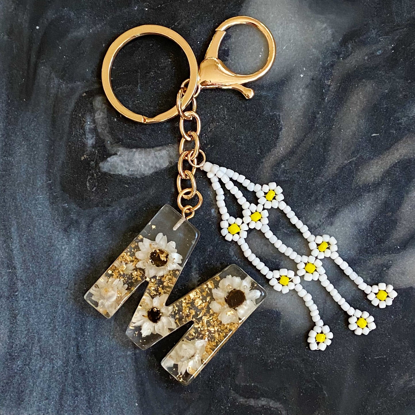 Baby Daisy Initial Key Chain