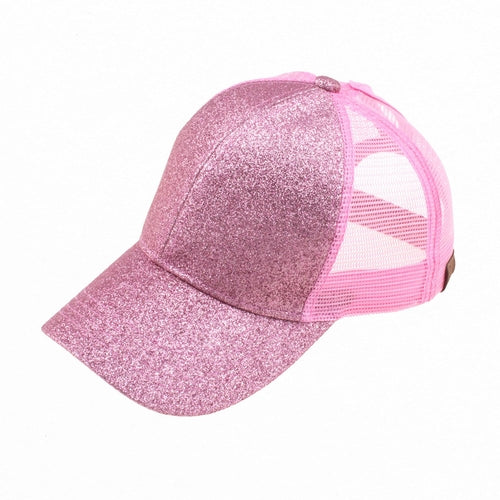 CC Glitter Messy Bun Pony Cap Women Kids, Toddler Trucker Hats