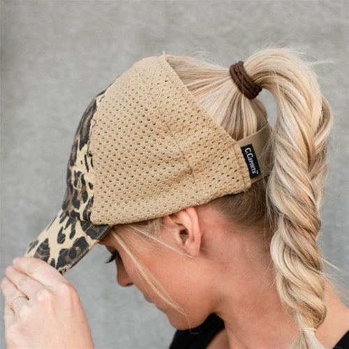 CC Leopard Women Hats Extremely Comfy Fit Ponytail Cap