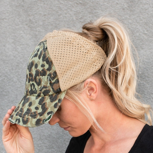 CC Leopard Women Hats Extremely Comfy Fit Ponytail Cap