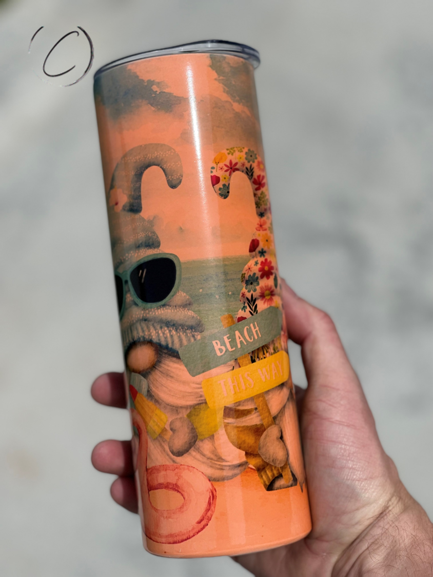 Beach Gnomes 20oz UV Orange Skinny Tumbler