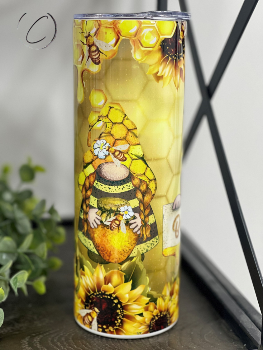 Bee Happy Gnomes 20oz Skinny Tumbler