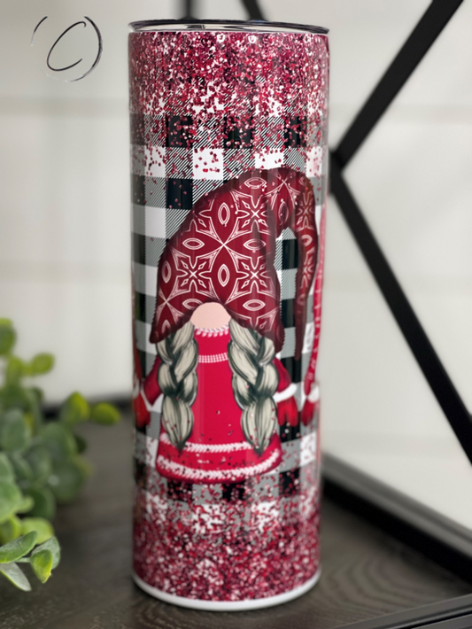 Buffalo Plaid Gnomes 20oz Skinny Tumbler