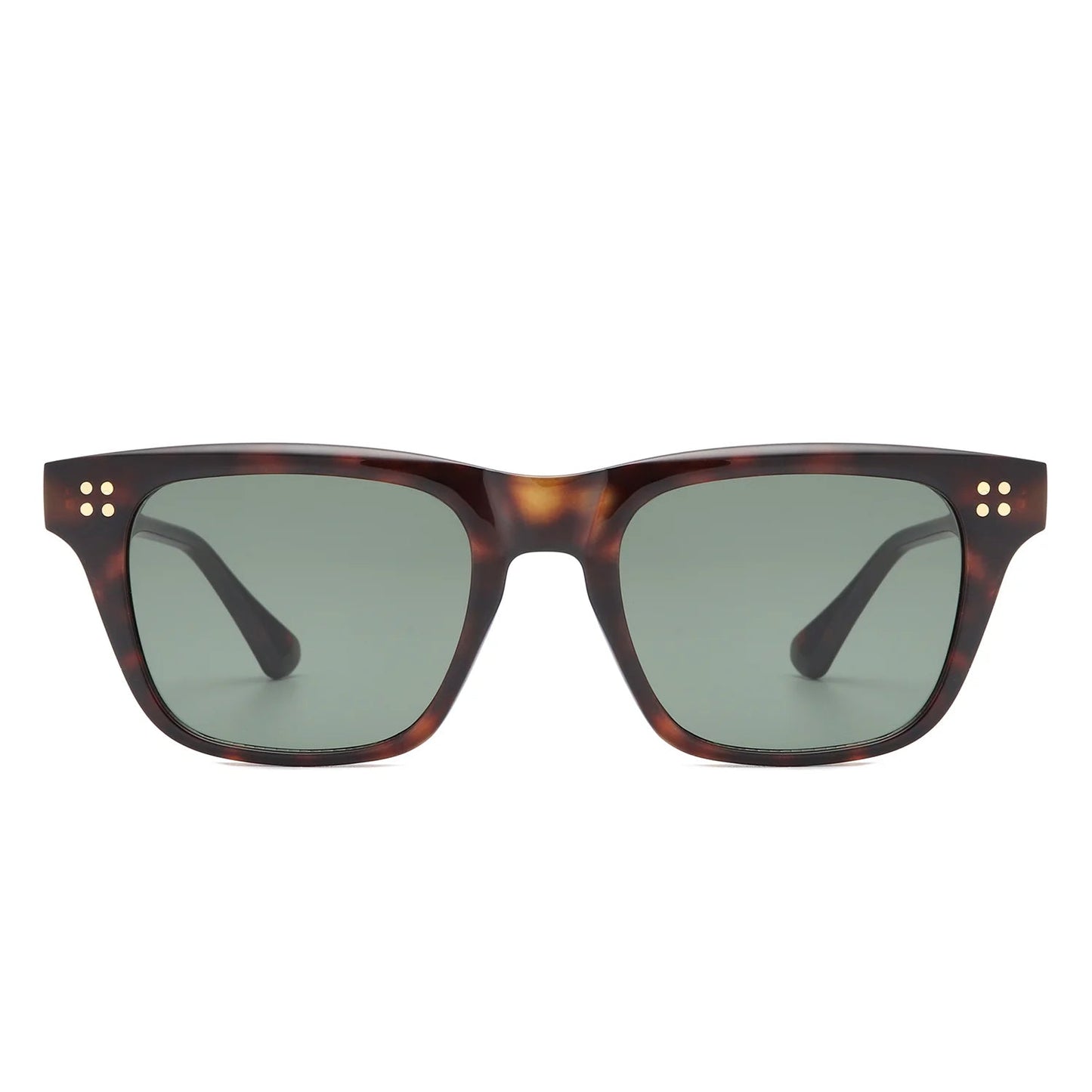 Shimmer - Classic Square Tinted Flat Top Horn-Rimmed Sunglasses