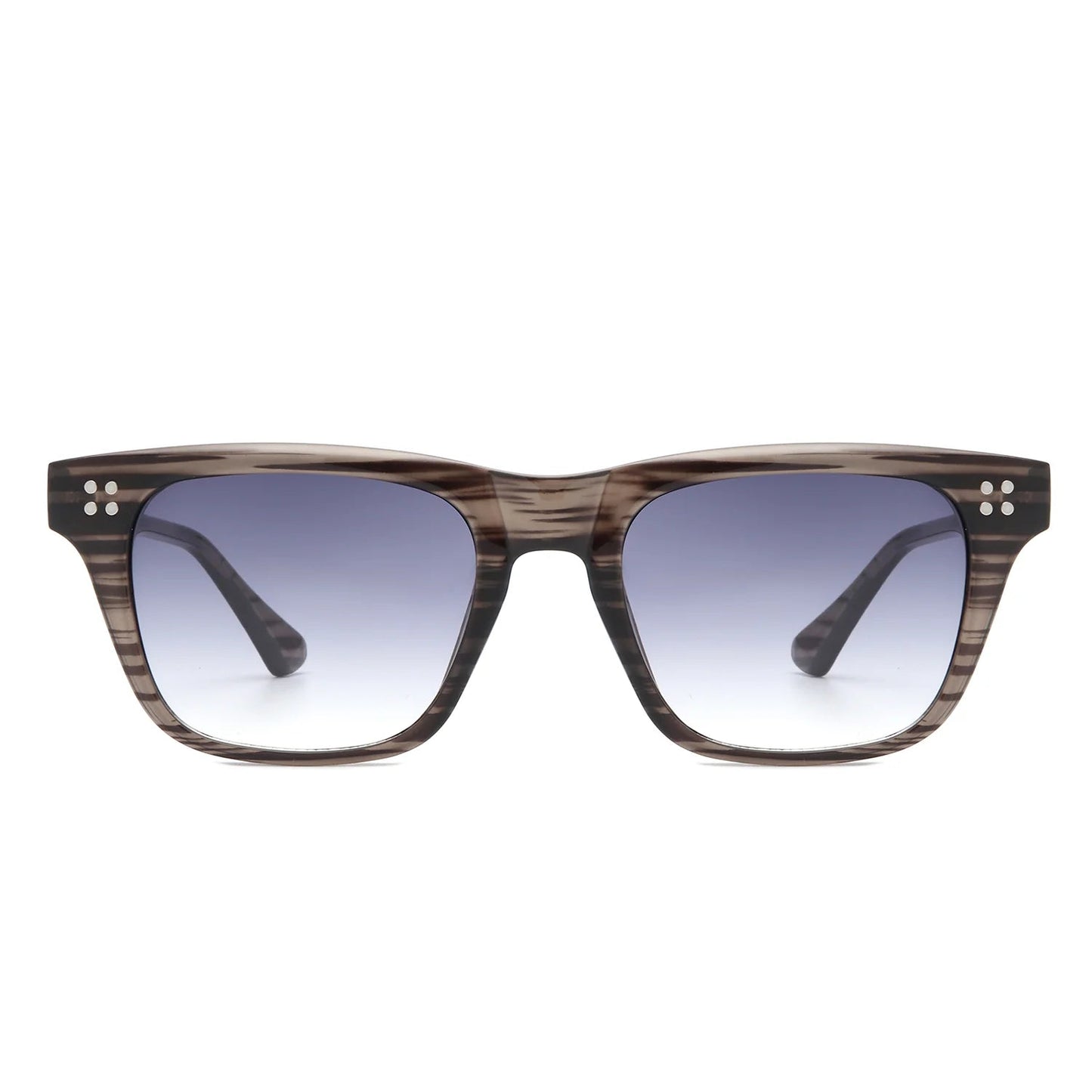 Shimmer - Classic Square Tinted Flat Top Horn-Rimmed Sunglasses