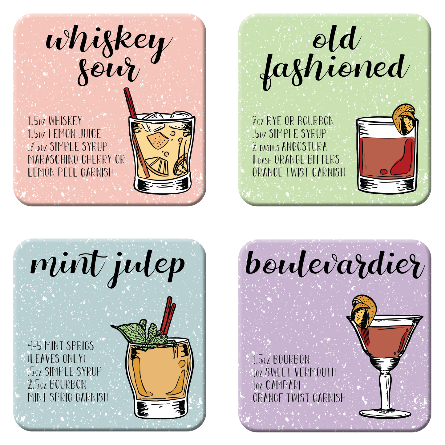 Whiskey Cocktail Coaster Set