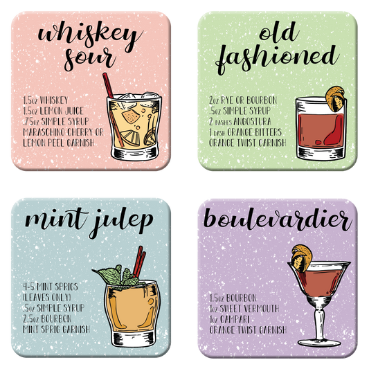 Whiskey Cocktail Coaster Set