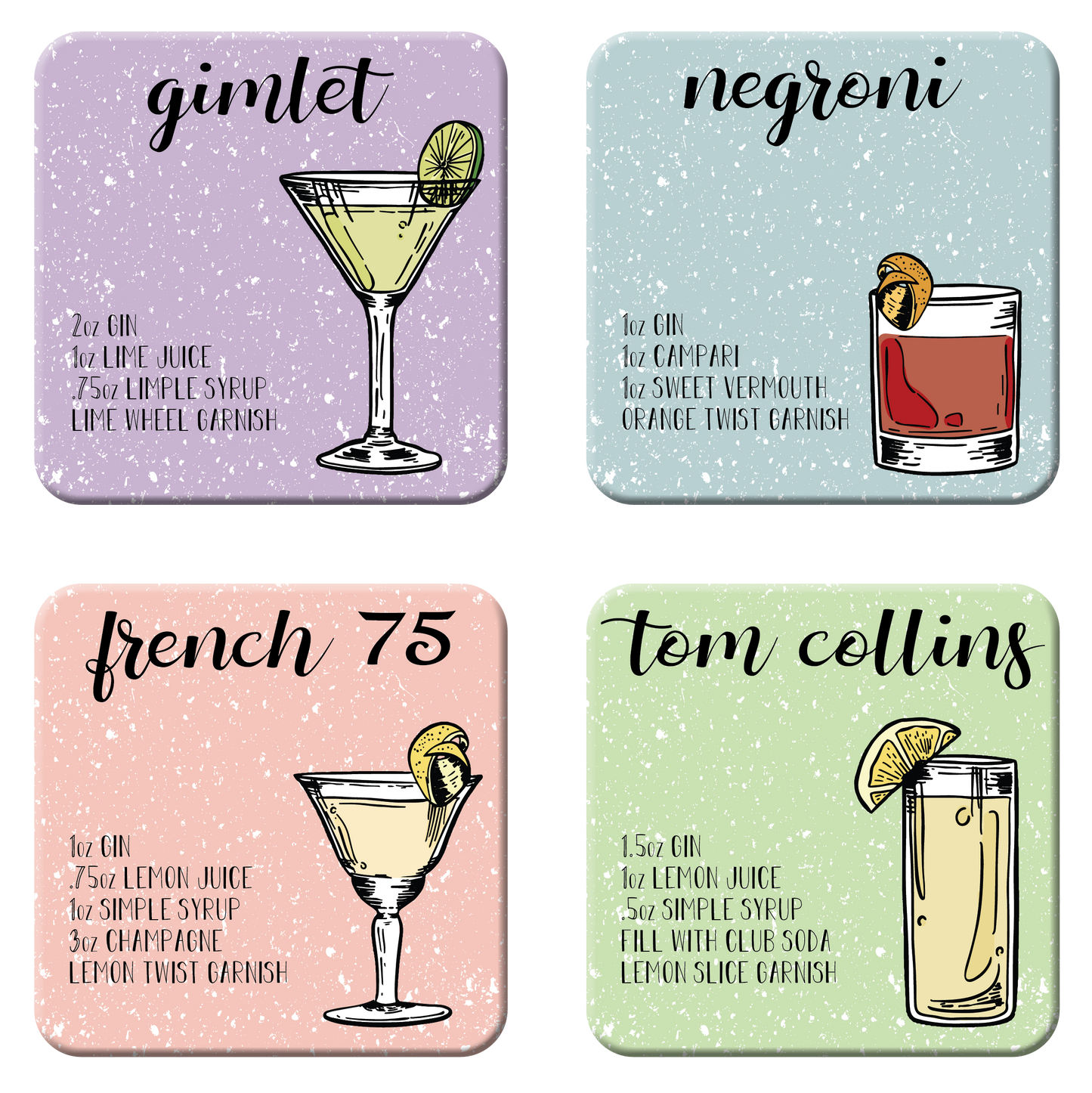 Gin Cocktail Coaster Set