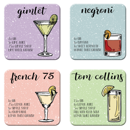 Gin Cocktail Coaster Set