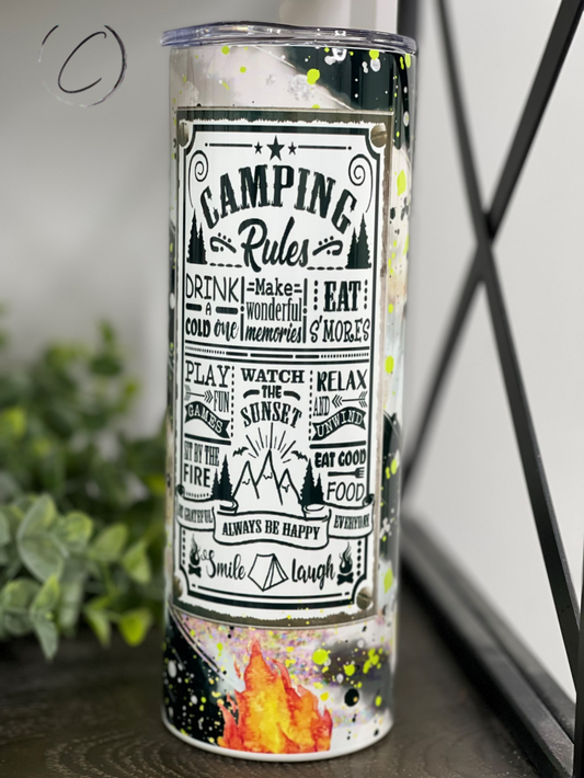 Camping Rules 20oz Skinny Tumbler