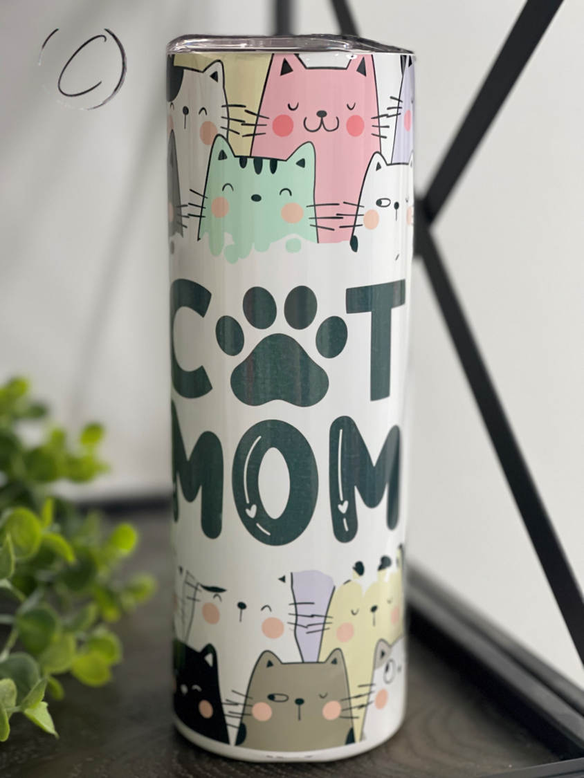 Cat Mom 20oz Skinny Tumbler