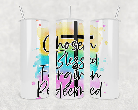 Chosen Blessed Forgiven Redeemed 20oz Skinny Tumbler