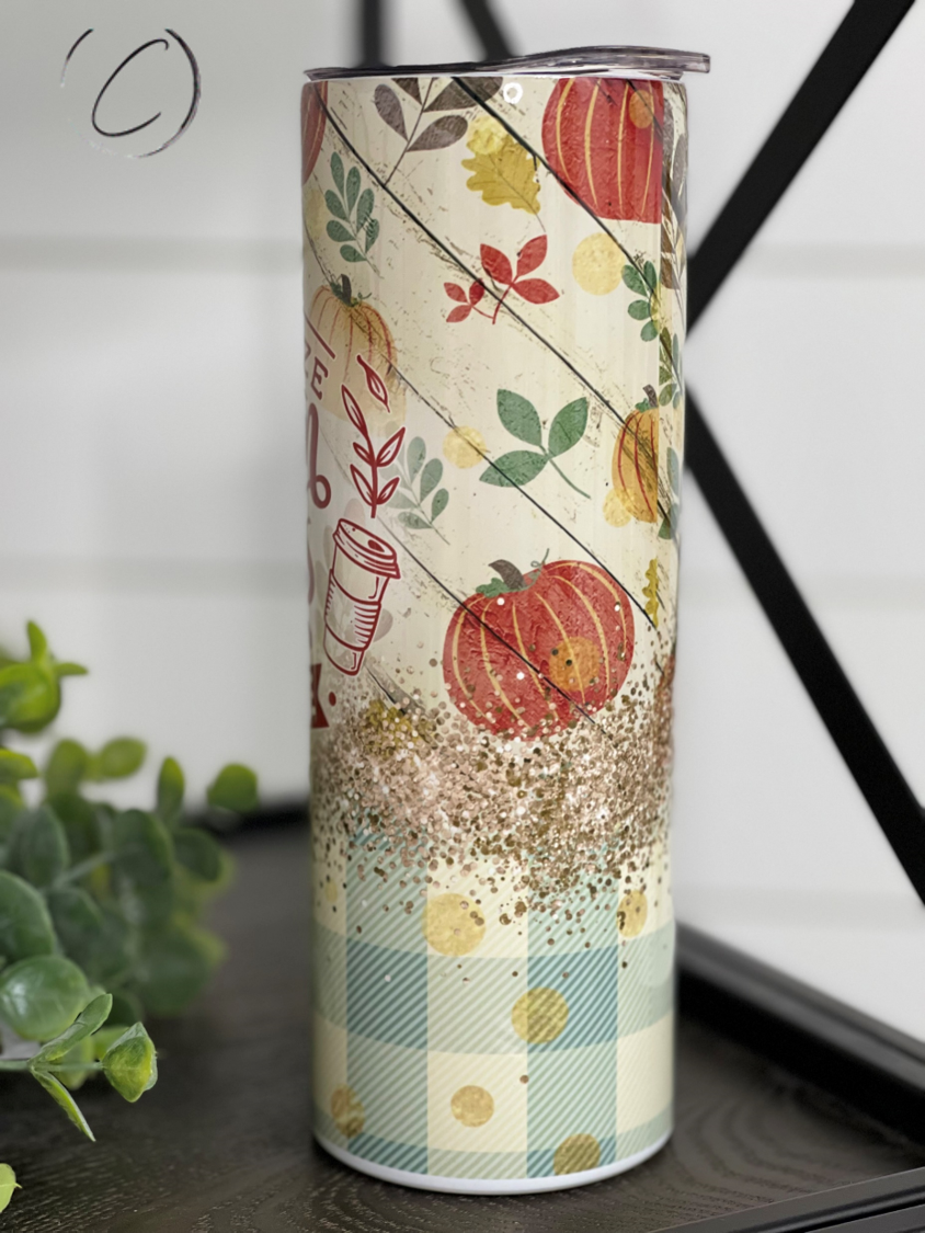 Fall Breeze, Autumn Leaves, Coffee Please 20oz Skinny Tumbler