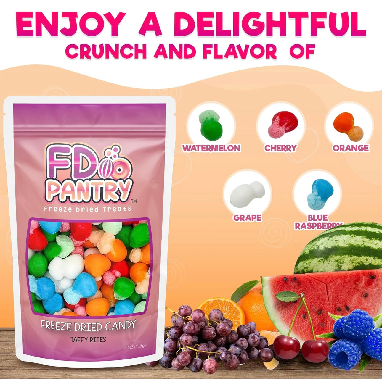 Freeze Dried Air Taffy Bites Crunchy Candy