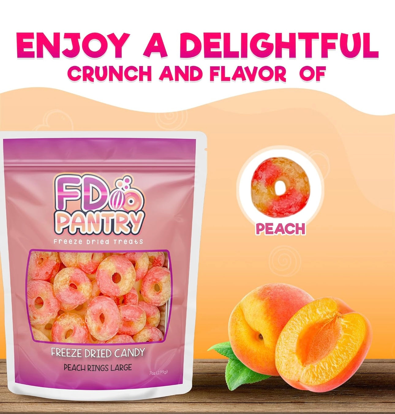 Freeze Dried Peach Rings Candy